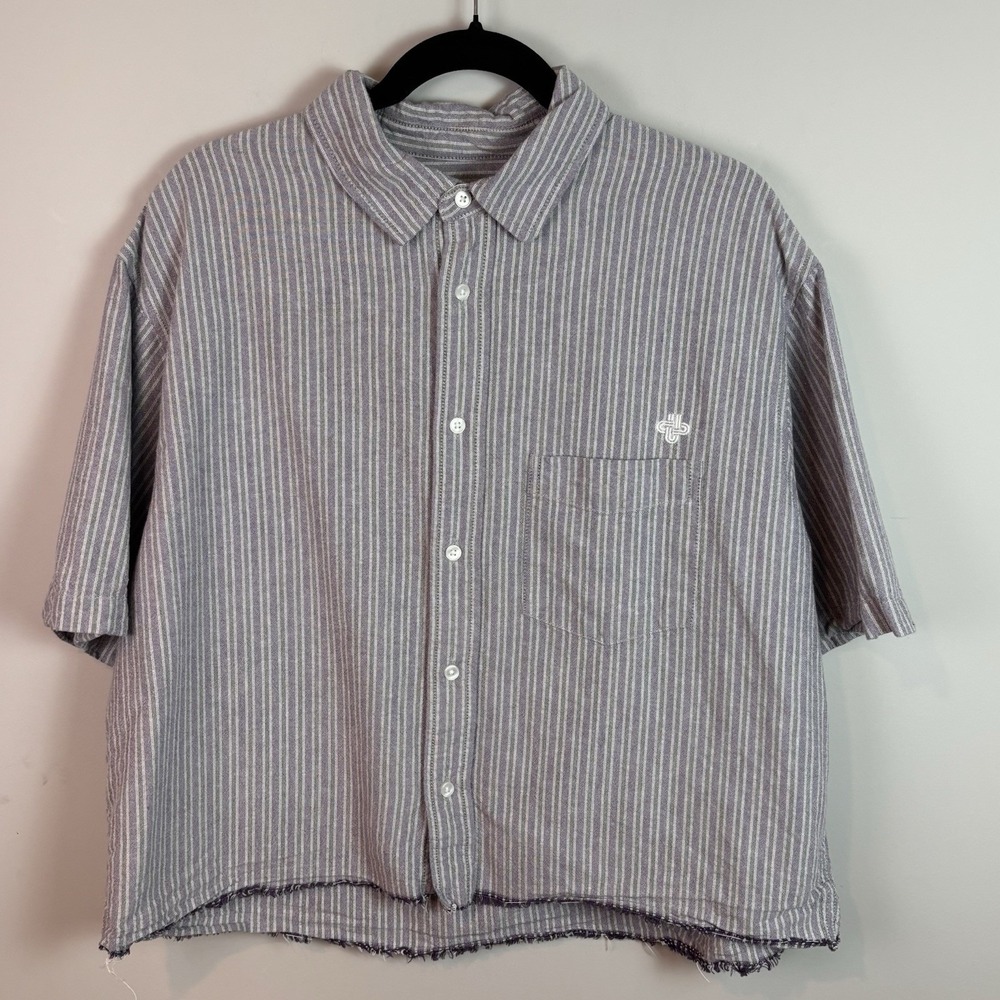 Urban Outfitters Men's Blue Check Button Up Short Sleeve Top SZ Med Streetwear